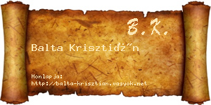 Balta Krisztián névjegykártya