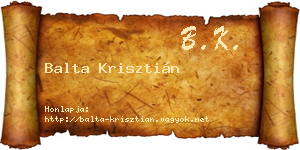 Balta Krisztián névjegykártya
